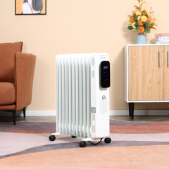 Kozy 2500W Oil Filled Radiator, 11 Fin Portable Electric Heater with LED Display, 24H Timer, 3 Heat Settings, Adjustable Thermostat, Safety Cut off, Remote Control, White