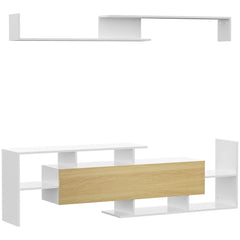 Kozy TV Cabinet with Wall Shelf for Wall-Mounted 65" TVs or Standing 40" TVs - White and Natural