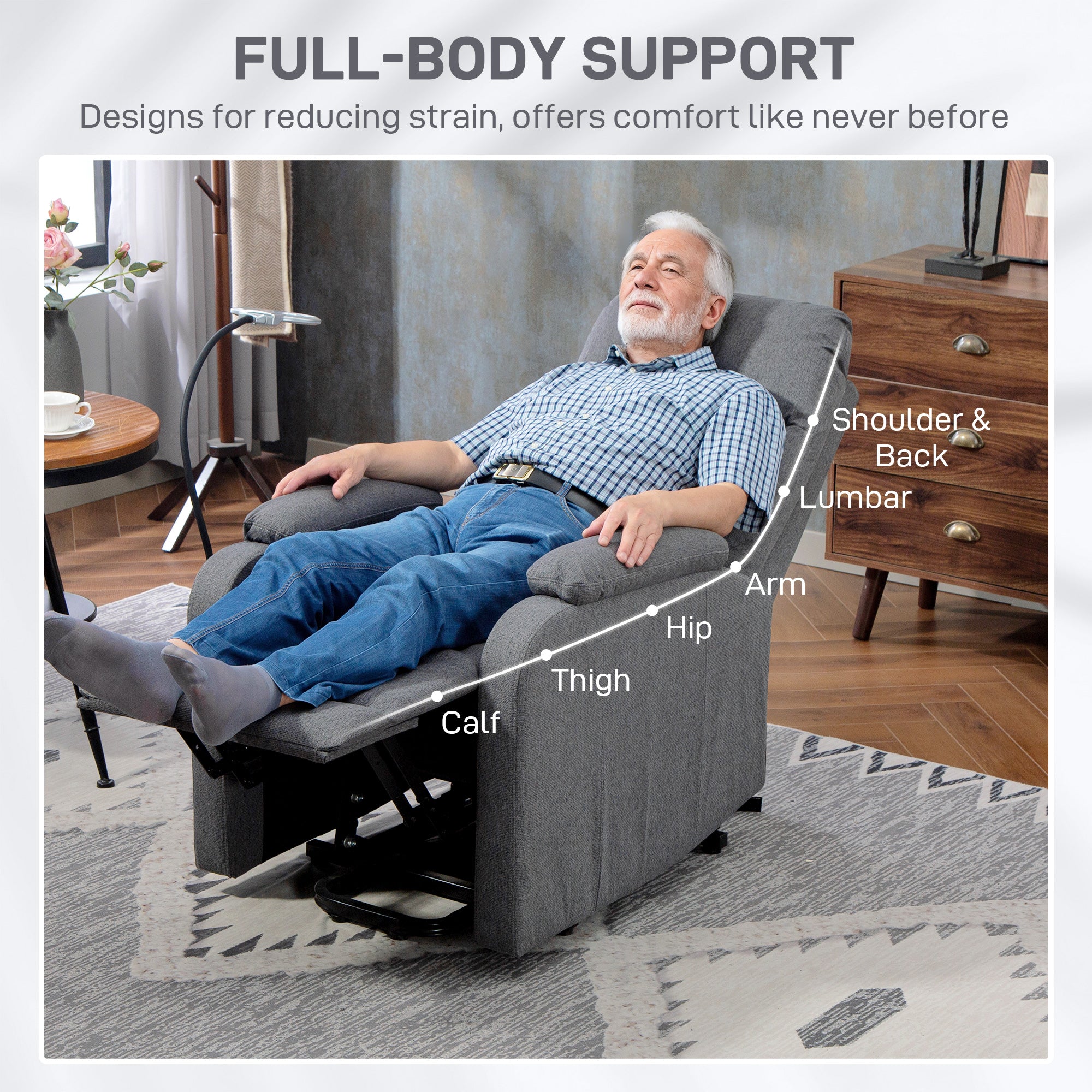 Kozy - Electric Rise/Recline Armchair, with Reading Light - Grey