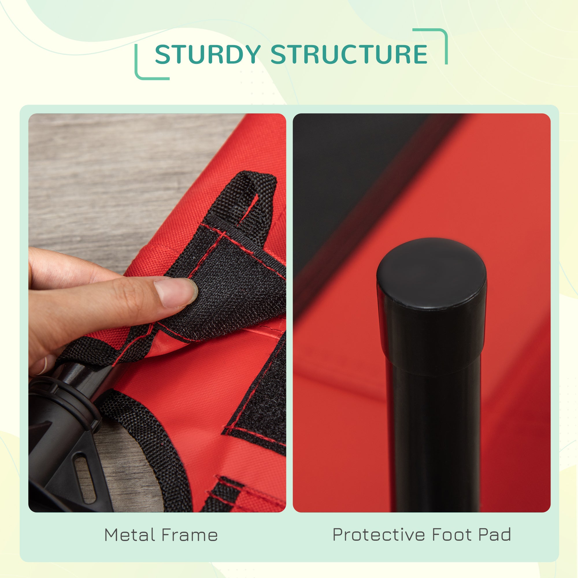 Kozy Raised Dog Bed Cat Elevated Lifted Portable Camping w/ Metal Frame Black and Red (Medium)