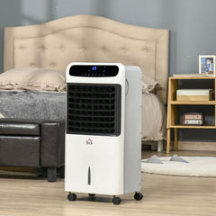 HOMCOM 32" Mobile Air Cooler, Evaporative Anion Ice Cooling Fan Water Conditioner Humidifier Unit w/3 Modes, Remote Controller, Timer | Aosom UK