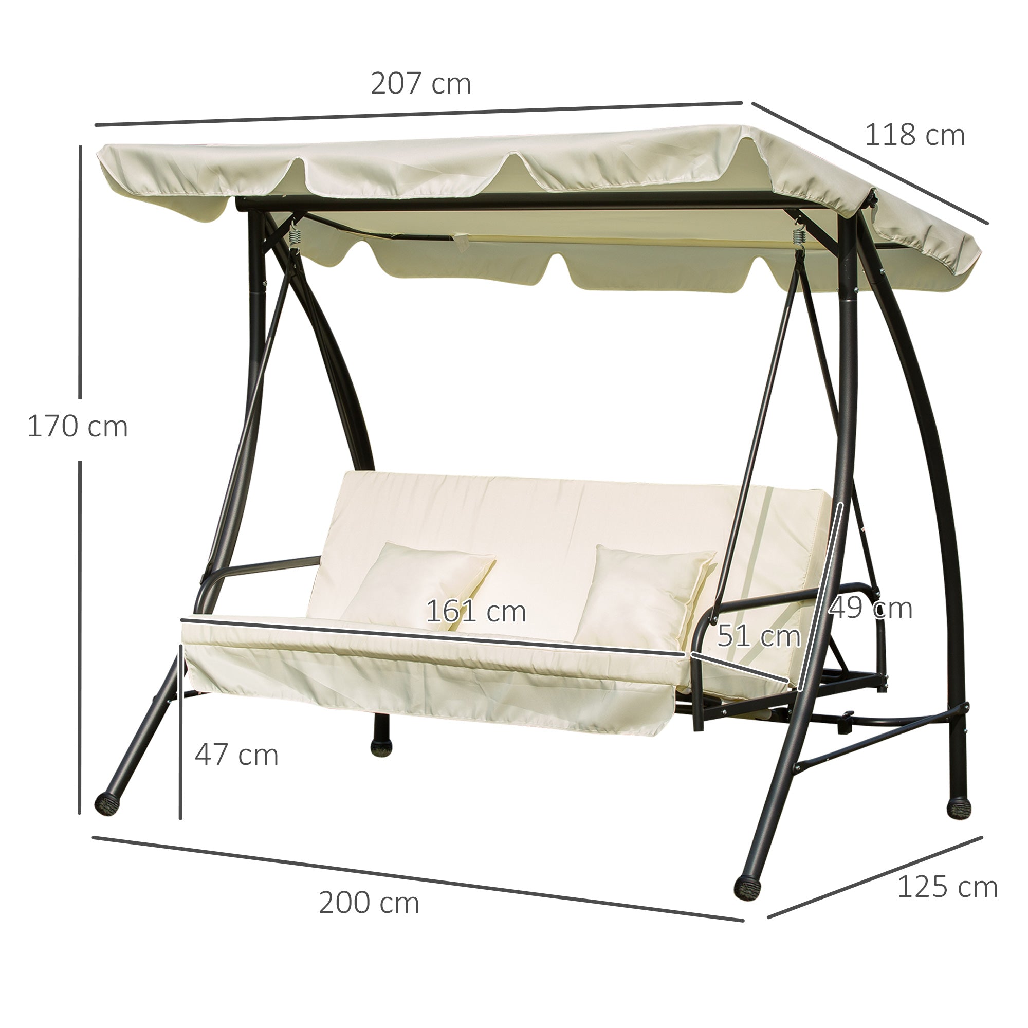 Outsunny 3 Seater Swing Chair 2