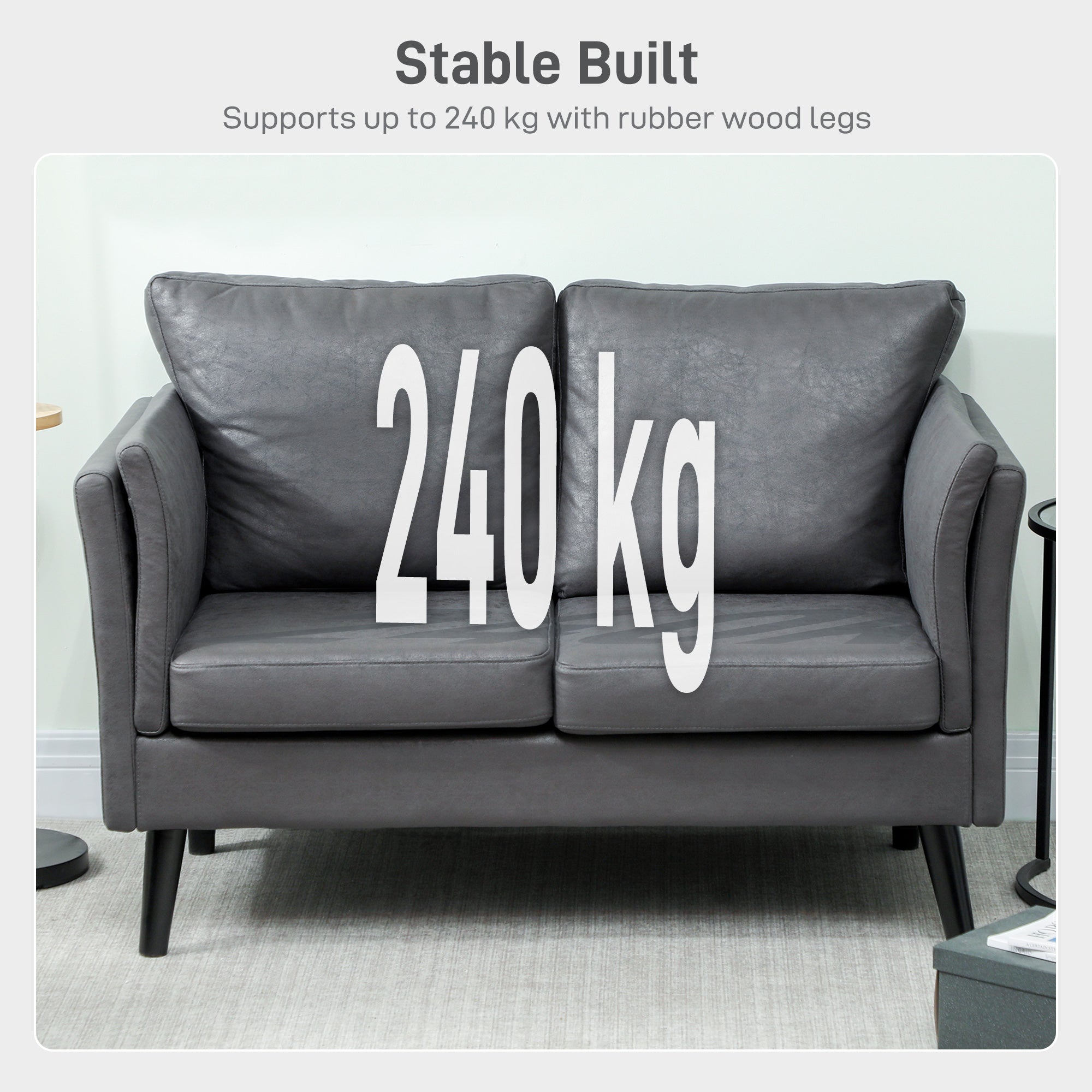 Kozy - Two-Seater Leathaire Sofa - Grey