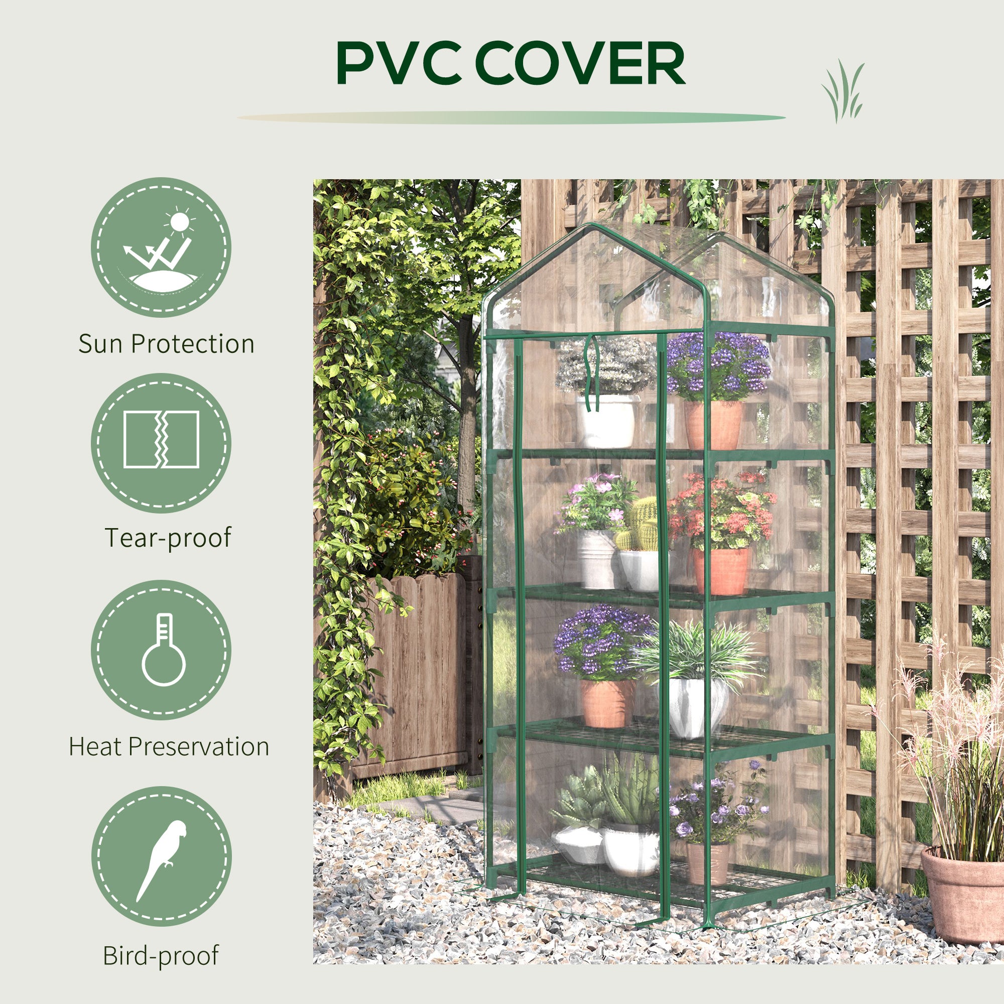 Kozy 4 Tiers Mini Portable Greenhouse Compact Plant Grow Shed Metal Frame Transparent Clear Cover 160H x 70L x 50Wcm