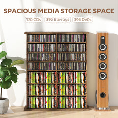 Kozy 16-Compartment Media Shelf - Rustic Brown