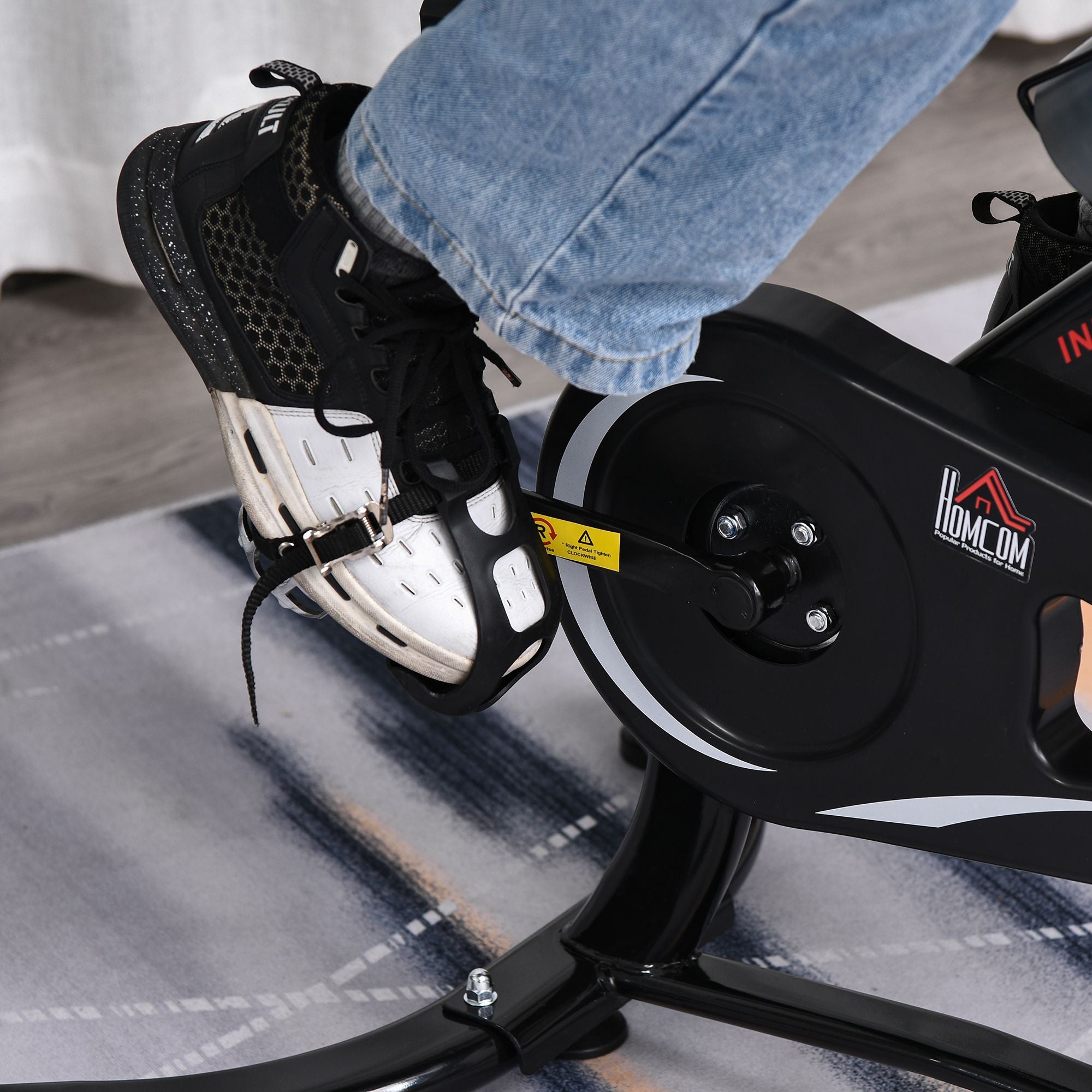 Kozy Indoor Stationary Exercise Bike 6kg Flywheel Fitness Cardio Workout Bke Trainer for Home Gym w/ Adjustable Resistance LCD Monitor Pad and Bottle Holder Black