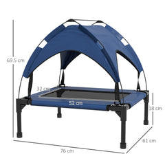 PawHut Raised Cooling Pet Bed, Breathable Mesh, Washable, for Small to Medium Dogs, 76 x 61 x 69.5cm, Dark Blue | Aosom UK