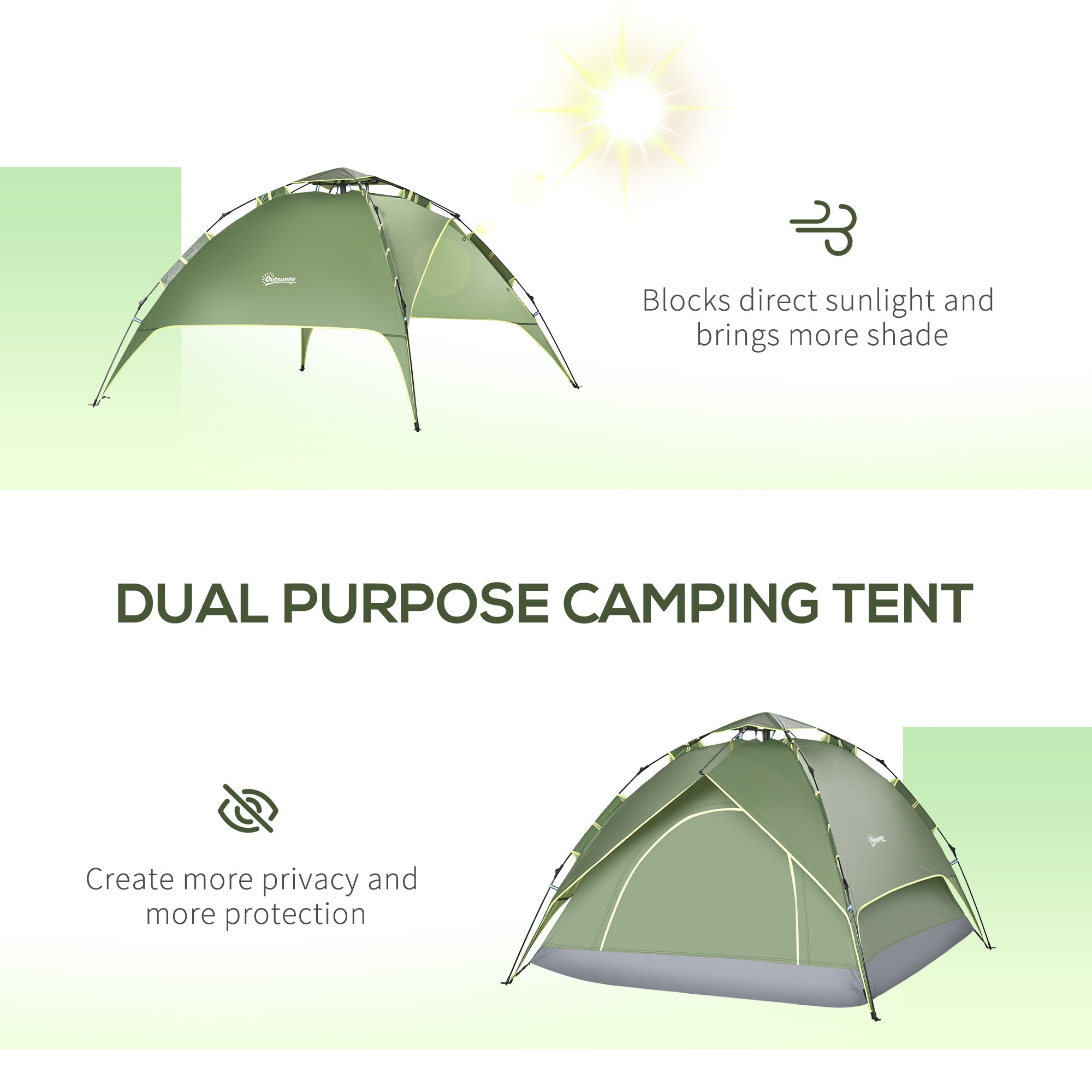 Kozy 3 Man Camping Tent Automatic Pop Up Tent Portable Double Layer for Festival Hiking Family Travel Shelter
