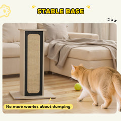 Kozy 63cm Cat Scratching Post, Cat Scratcher with Replaceable Scratching Board, Top Perch, Sisal Scratch Mat, Oak