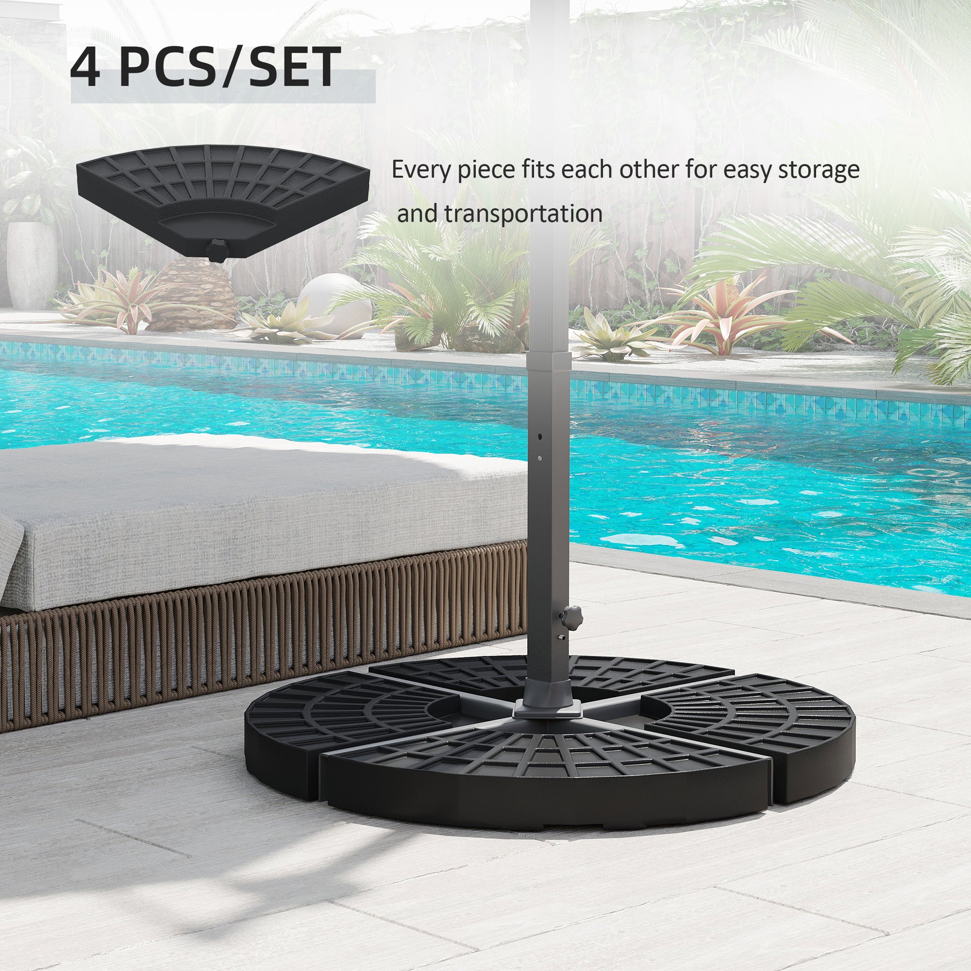 Kozy 4 PCs 70KG Portable Round Parasol Base Umbrella Cross Stand Weights Holder Sand or Water Filled Outdoor Garden Patio