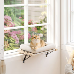 Kozy - Cat Radiator Bed, Adjustable Hanging Cat Hammock with Removable and Washable Cushion for Indoor Cats, Cream White