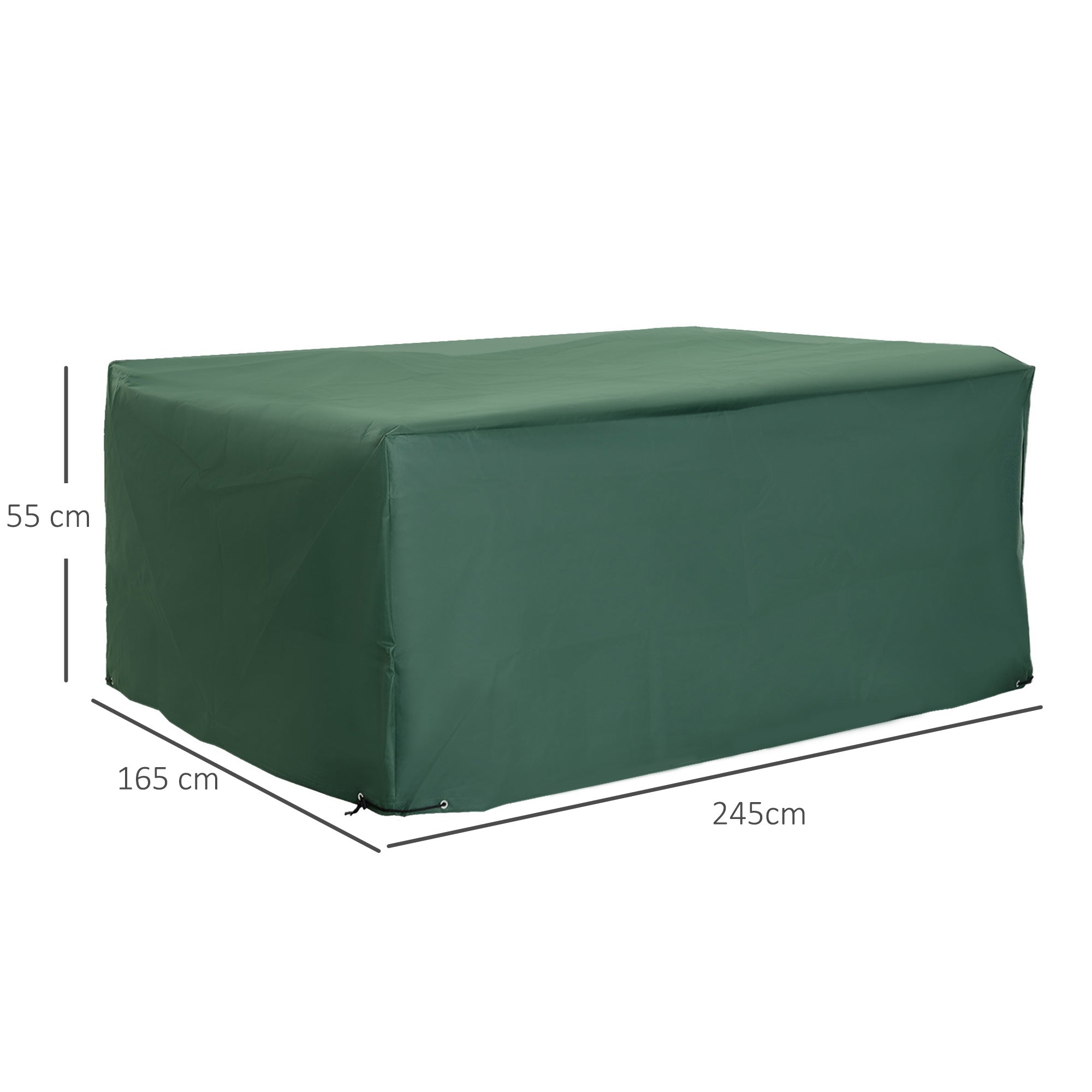 Kozy Outdoor Garden Furniture Cover Waterproof, Anti-UV 600D Heavy Duty Oxford Fabric Patio Furniture Cover for Rectangular Sofa Table Set, Green, 245 x 165 x 55 cm