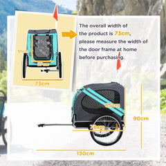 Pawhut Dog Bike Trailer Folding Pet Trailer Dog Carrier Bicycle Steel Frame Jogger Stroller with Suspension