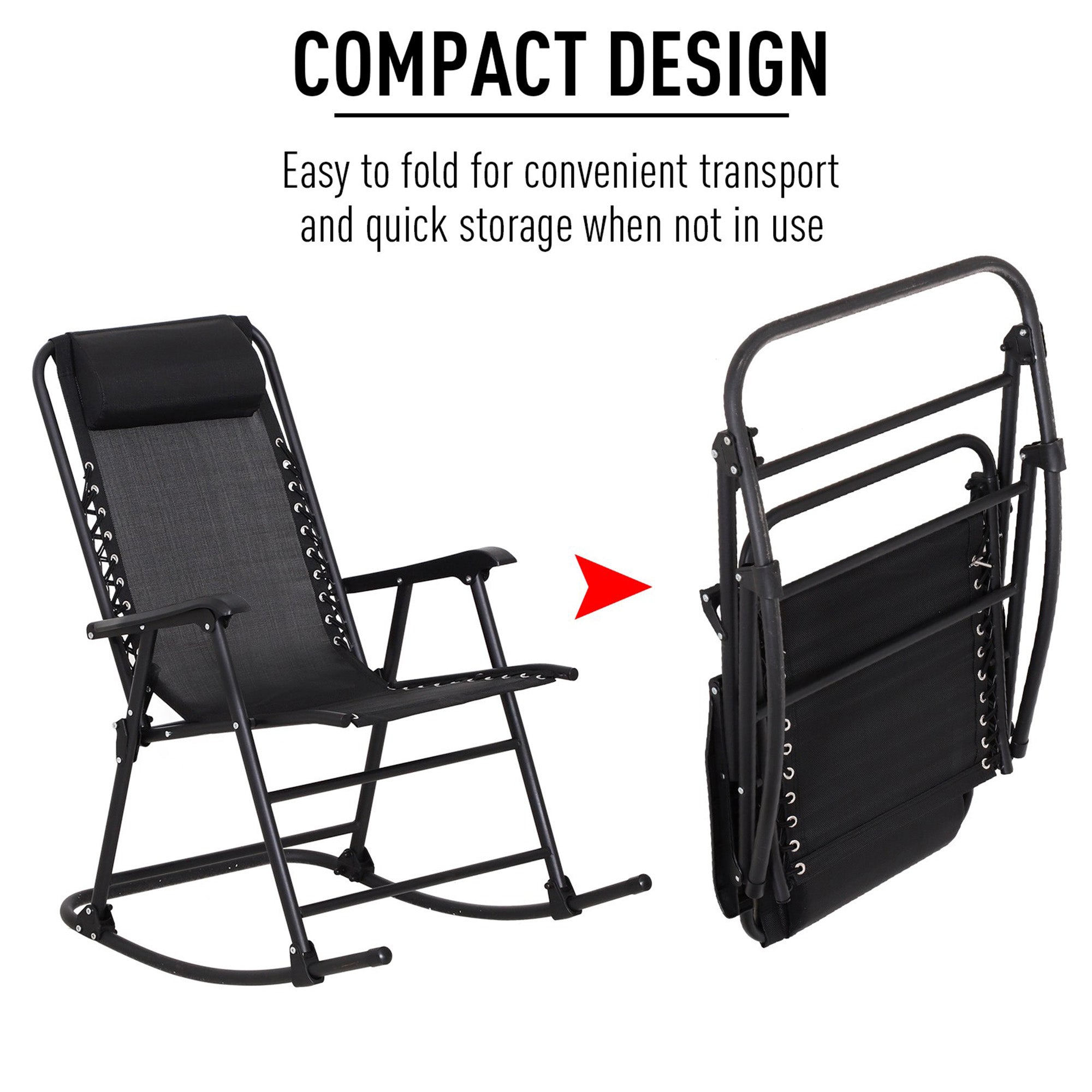 Outsunny Rocking Garden Chair, Foldable Outdoor Rocker with Adjustable Zero