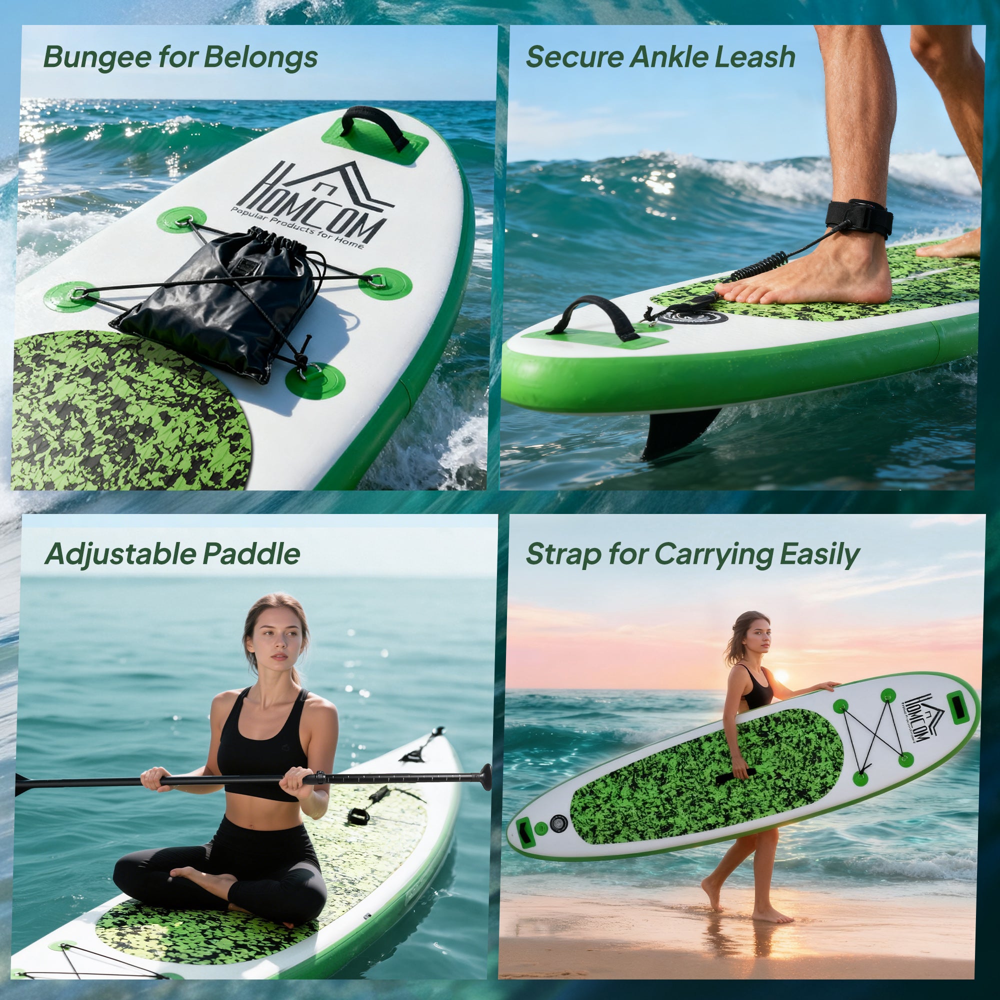 Kozy Inflatable Stand Up Paddle Board, 10' x 30" x 4", Non-Slip SUP, with ISUP Accessories, Hand Pump, 3 Fins, Adj Paddle for Youth Adult Beginners/Experts