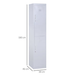 Vinsetto Vertical Locker Cabinet, Cold Rolled Steel Storage with Shelves, Office Cupboard, Grey, 38 x 46 x 180 cm