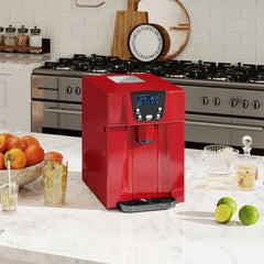 Kozy - 3L Ice Maker Machine and Water Dispenser, 12kg in 24H, 2 Sizes 9 Ice Cubes Ready in 6-10 Mins Ice Machine, Red
