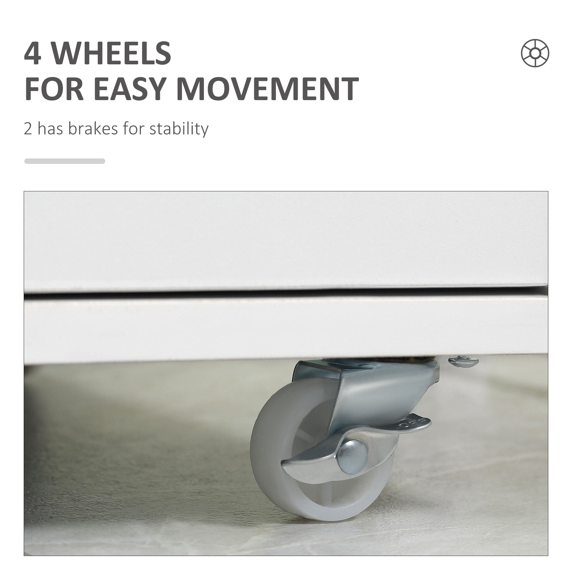 Kozy Seven-Drawer Filing Cabinet, with Wheels - White