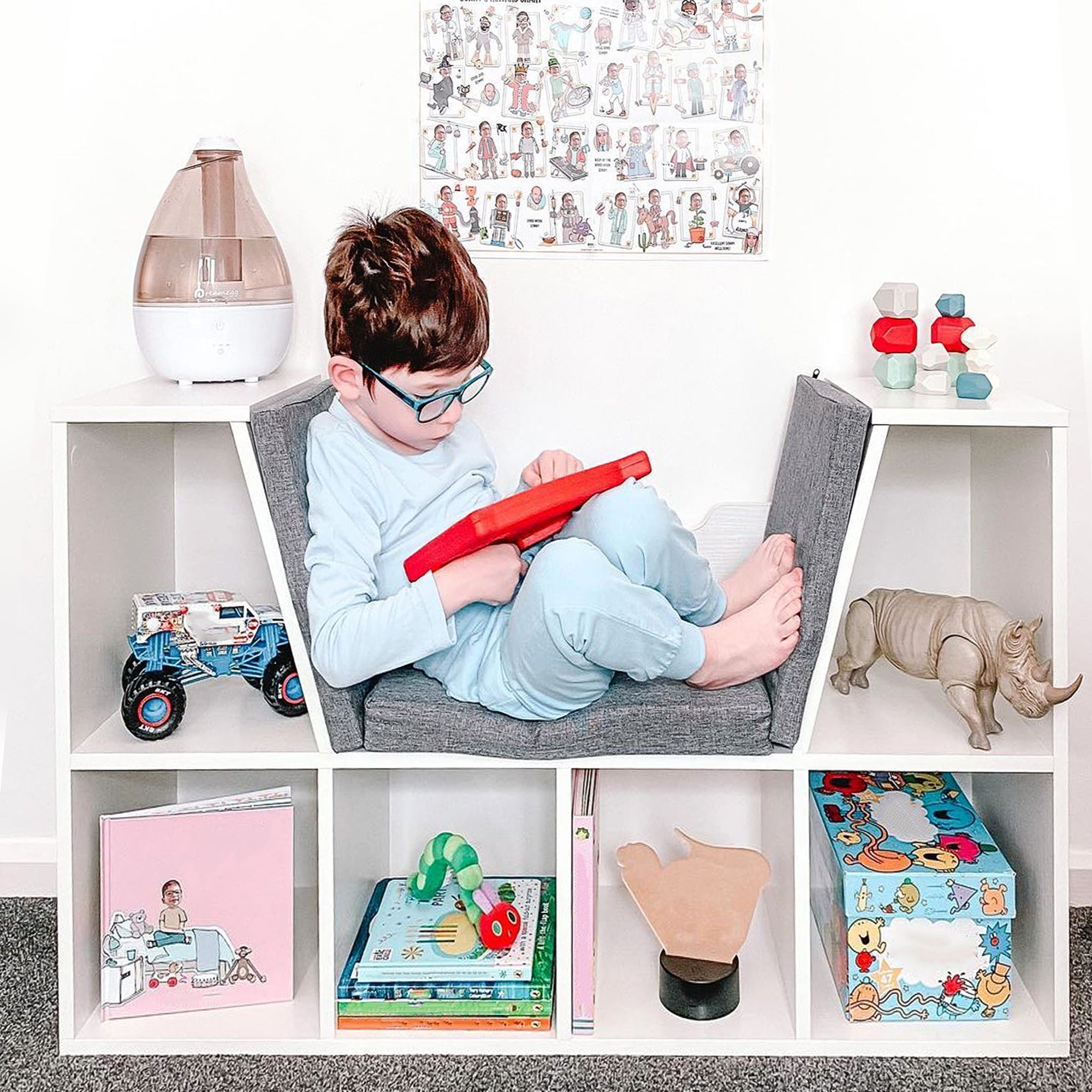 HOMCOM Cosy Reading Nook: Cushioned Bookcase Seat, Storage Sideboard for Kids' Bedrooms & Lounges, Pristine White | Aosom UK