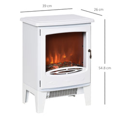 Kozy - Electric Fireplace Stove, Free standing Fireplace Heater with Realistic LED Flame Effect, Overheat Safety Protection, 900W/1800W, White