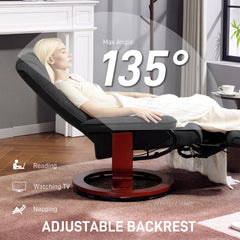 Kozy - Reclining Swivel Chair, with Footrest - Black