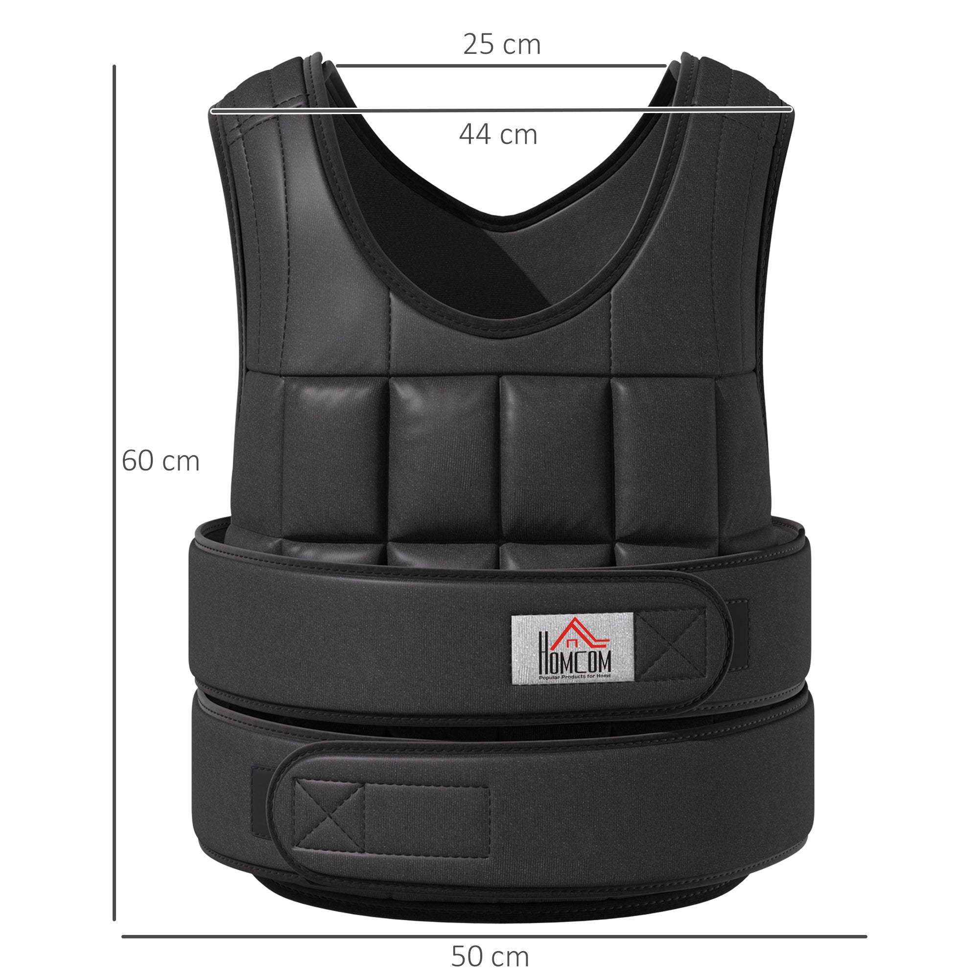 HOMCOM 20kg Adjustable Metal Sand Weight Vest Black