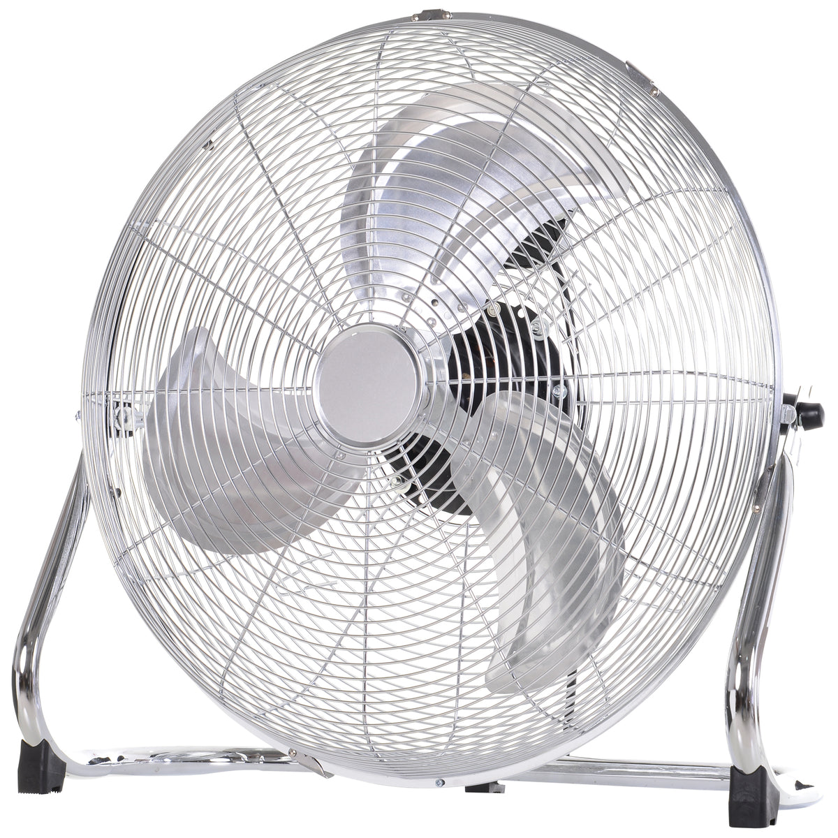 Kozy 20" Chrome Metal Floor Fan with Tilting, High Velocity, 3 Speed, Portable Gym Fan for Home Office, Silver