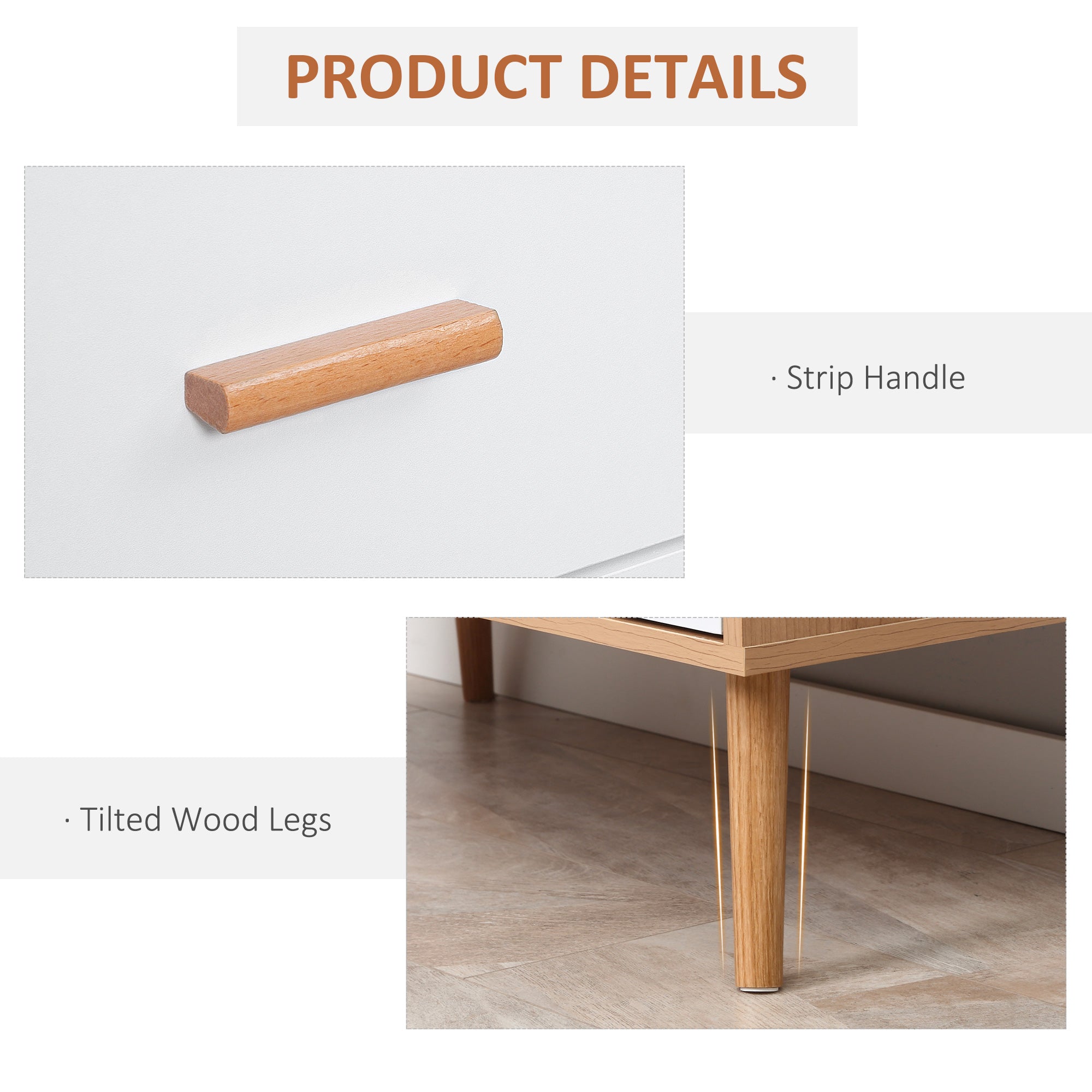 Kozy Chest of Drawers with 3 Drawers, Bedroom Cabinet, Storage Organizer for Living Room, White and Natural