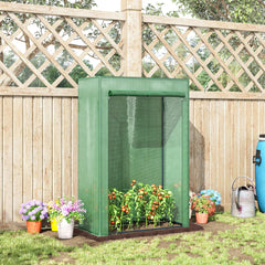 Outsunny 100 x 50 x 150cm Greenhouse Steel Frame PE Cover with Roll-up Door Outdoor for Backyard, Balcony, Garden, Green | Aosom UK