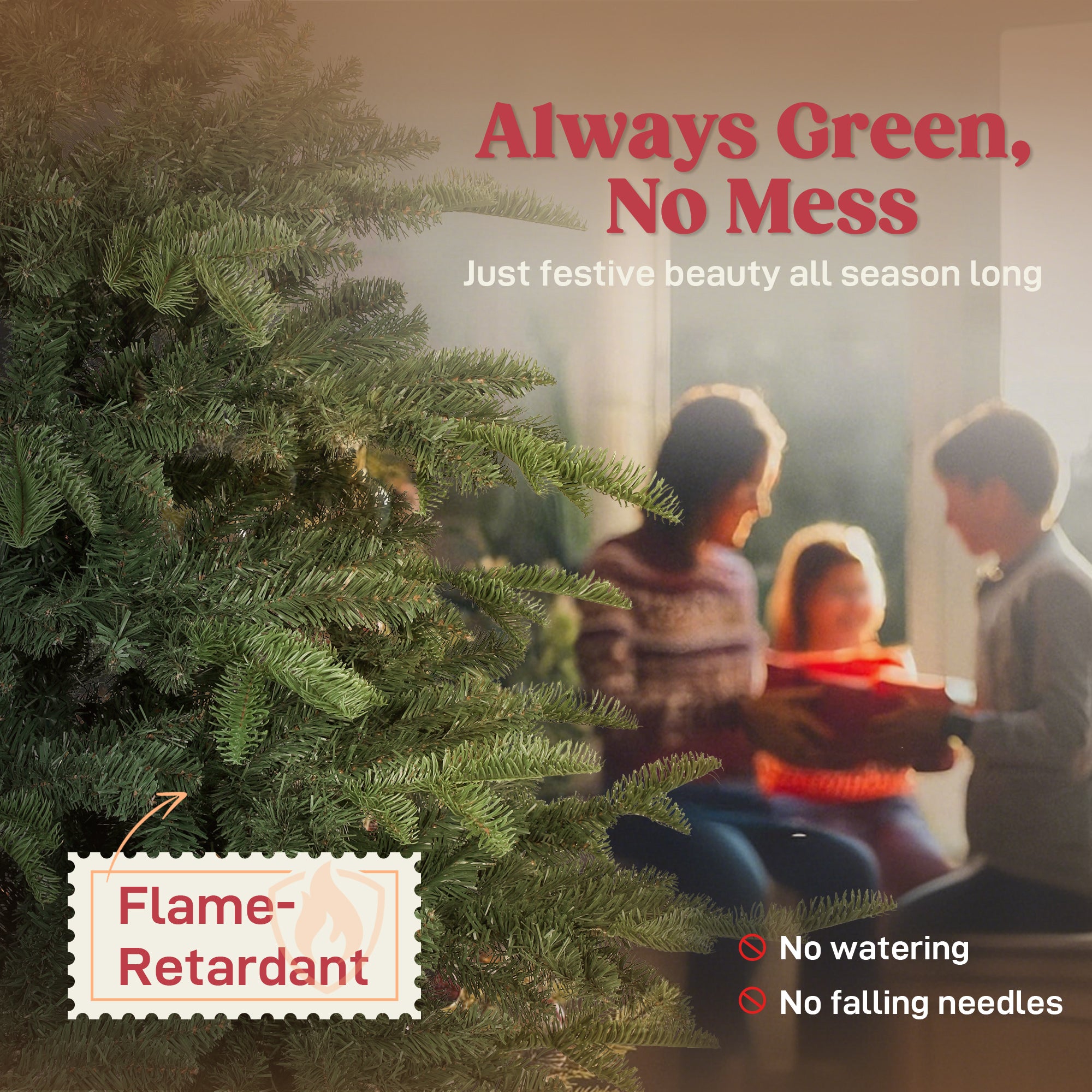 Kozy - 5ft Artificial Christmas Tree with Realistic Branches, Easy Assembly - Green