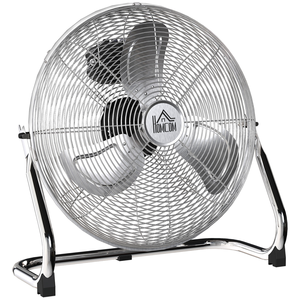 Kozy Metal Floor Fan with 3 Speeds & 120° Adjustable Tilt - Silver Tone