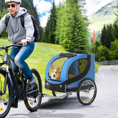 PawHut Secure Dog Bike Trailer, Foldable Bicycle Pet Trailer with Weather