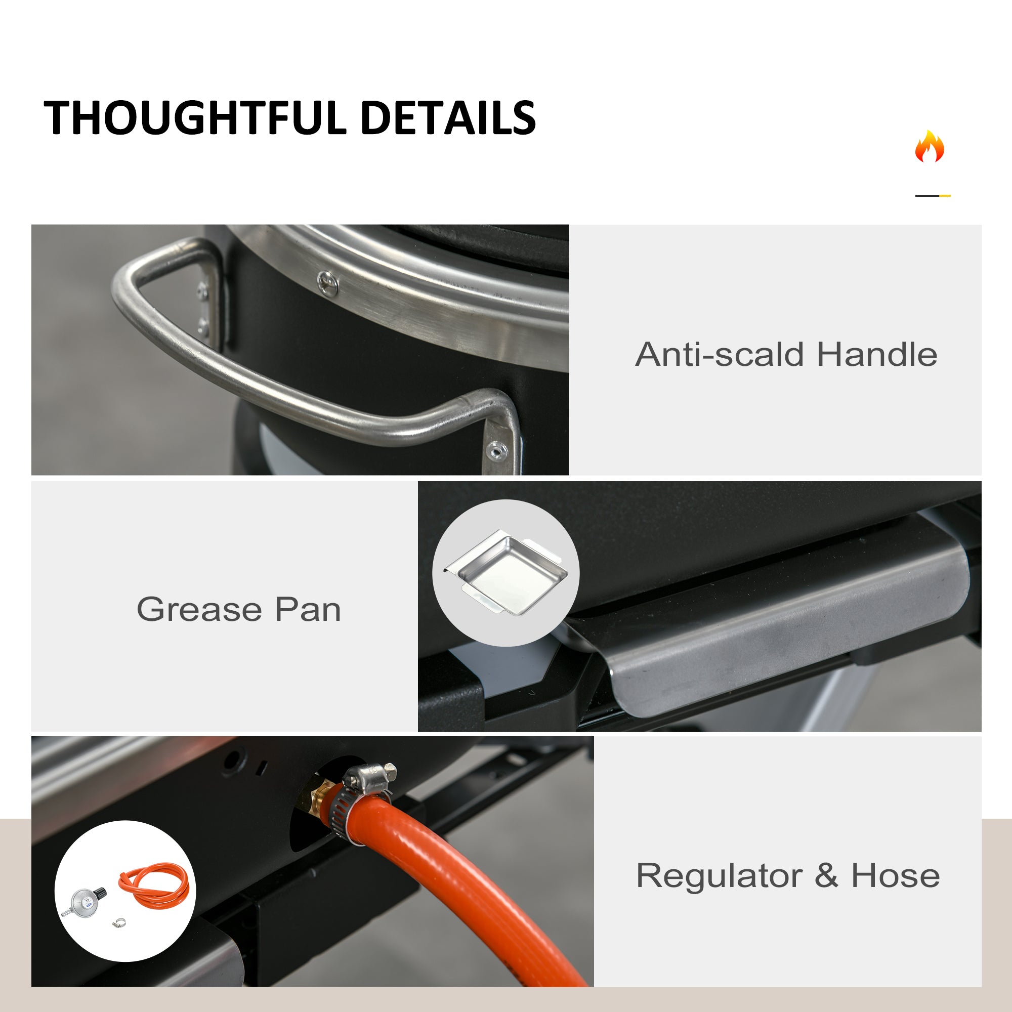 Kozy Foldable Gas BBQ Grill 2 Burner Garden Barbecue Trolley w/ Lid Side Shelves Storage Pocket Piezo Ignition Thermometer, Aluminium Alloy