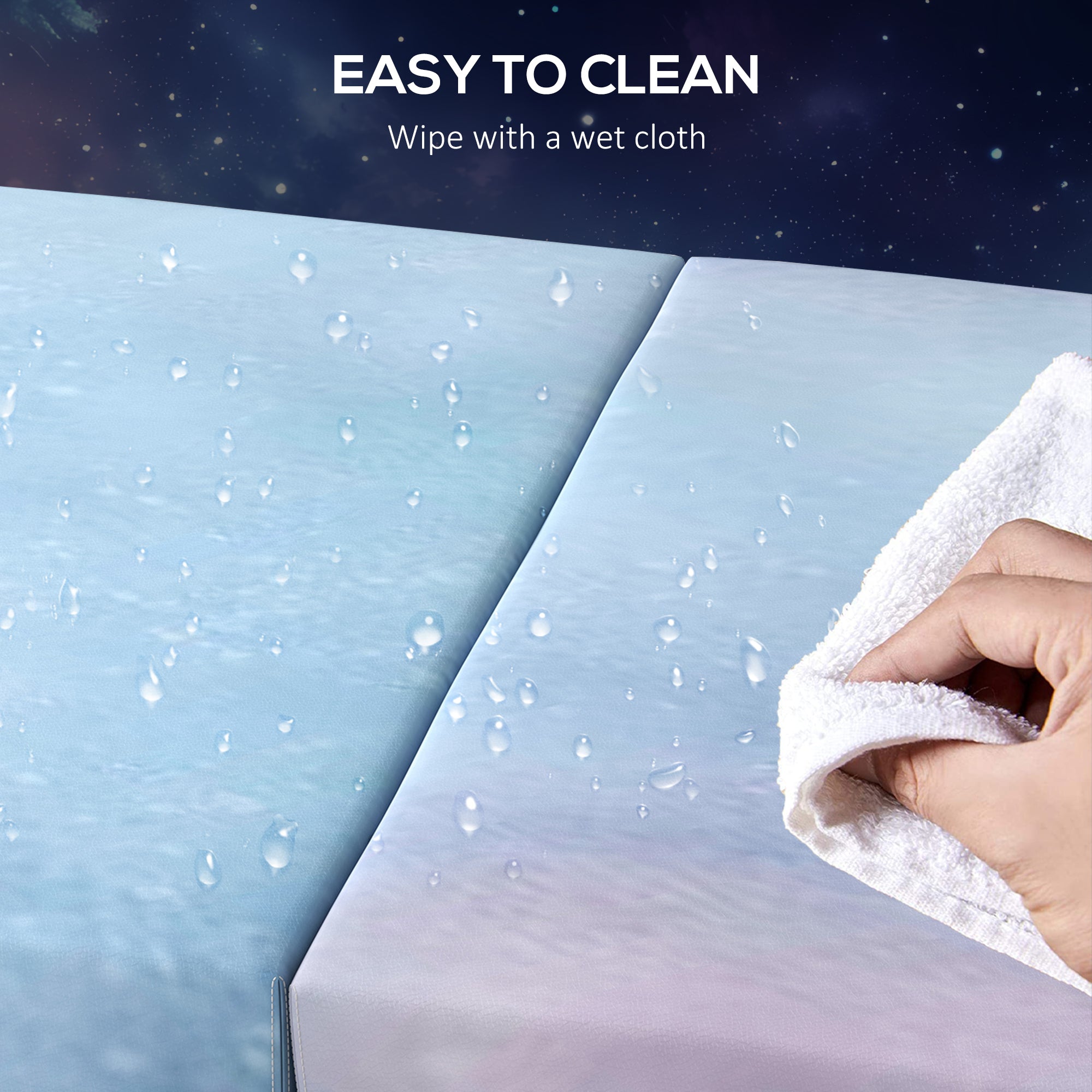 Kozy 6FT Foldable Gymnastics Mat, Tri-Fold 2" Thick Crash Mat with Carry Strap Handles for Home Training, Sky Blue