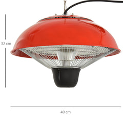 Outsunny 1500W Garden Electric Halogen Patio Heater Hanging Lamp Aluminum Outdoor Ceiling Mounted Heat Warmer