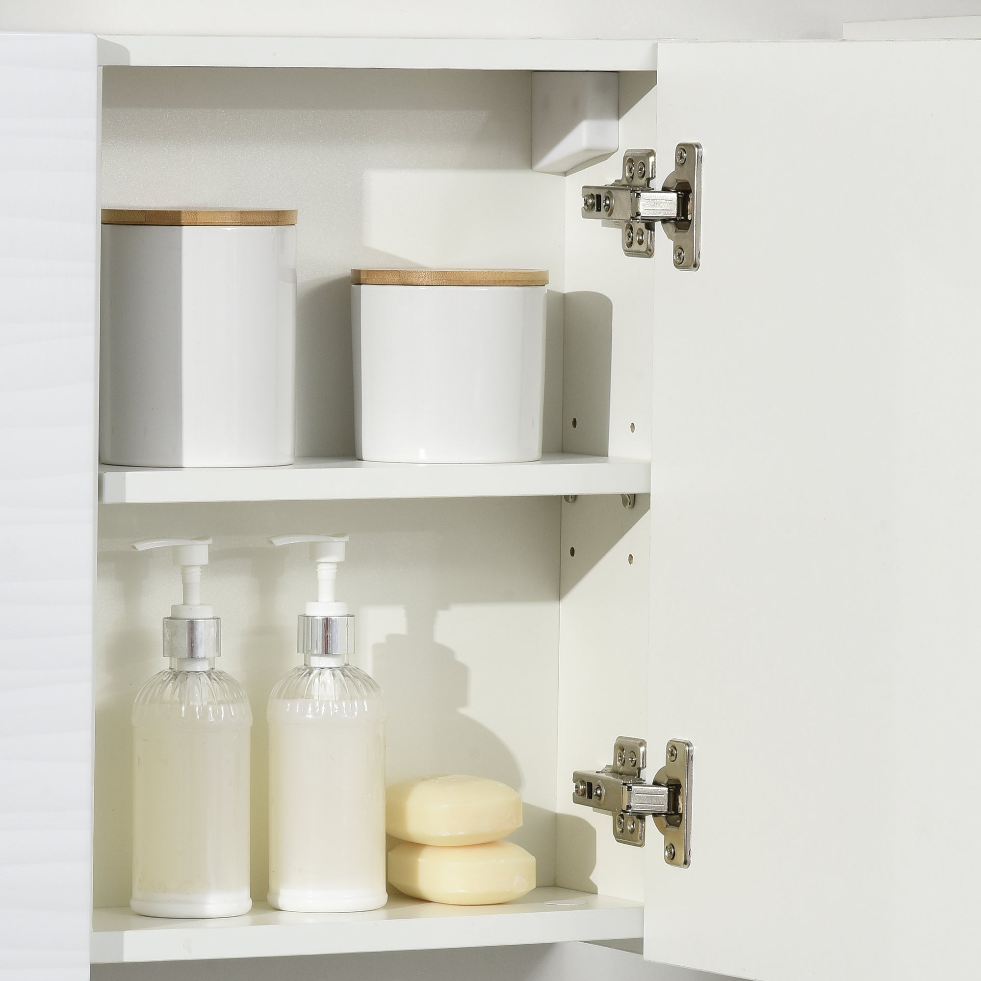 Kozy Bathroom Cabinet with Mirror, Double Door Wall Mounted Storage Cupboard Organizer with Adjustable Shelves, White