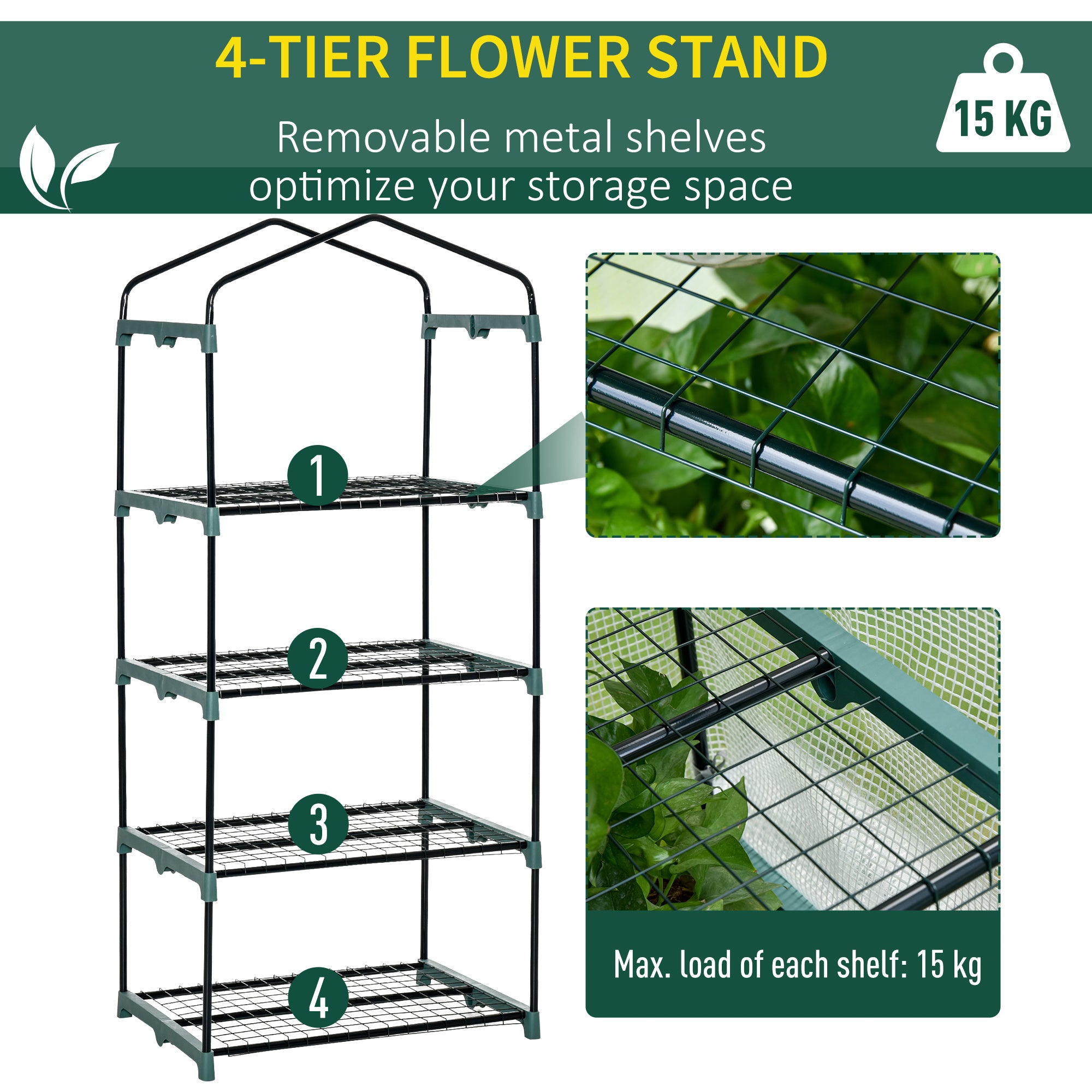 Kozy 4 Tiers Mini Portable Greenhouse Compact Plant Grow Shed Metal Frame PE Cover 160H x 70L x 50Wcm