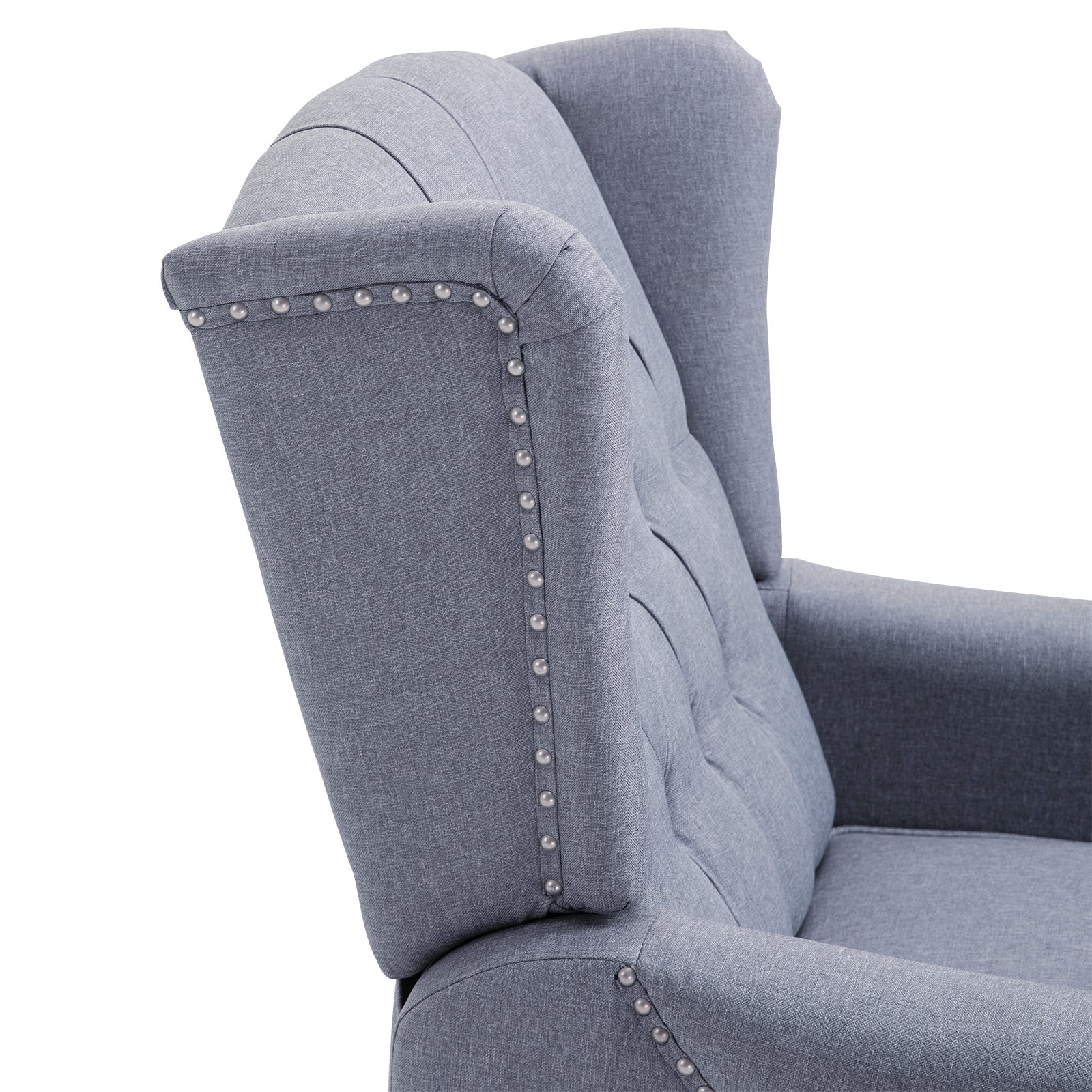HOMCOM Recliner Armchair for Living Room, Reclining Chair, Wingback Chair with Button Tufted Back and Footrest, Light Grey