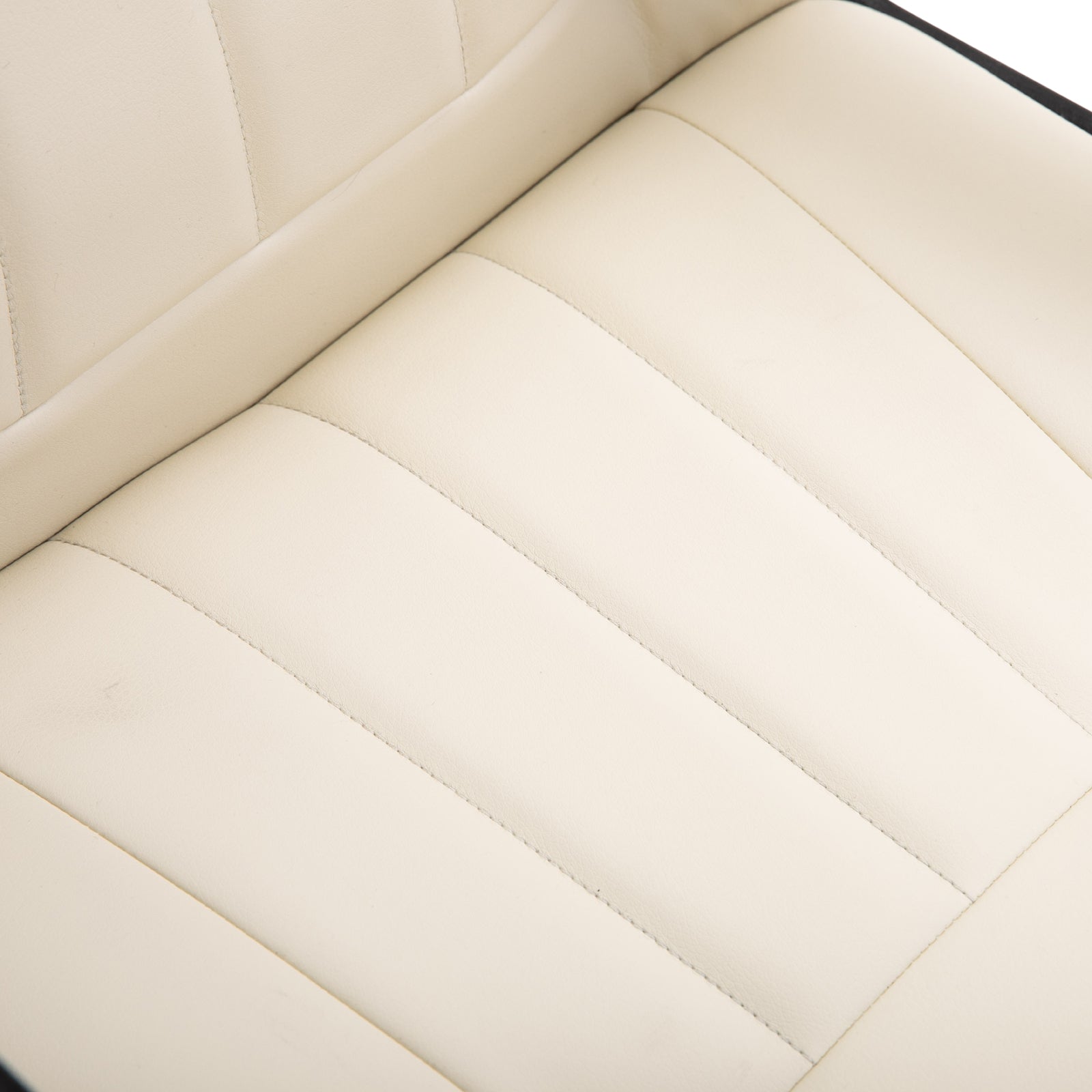 Kozy Desk Chair, PU Leather Computer Office Chair with Adjustable Height, Swivel Wheels for Home Work Study, Cream White