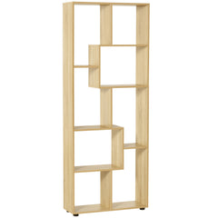 Kozy Bookshelf, Tall Bookcase, Modern Room Divider, 8 Cube Storage Unit, Freestanding Storage Shelf for Living Room, Bedroom, Home Office, 70 x 24 x 178 cm, Natural