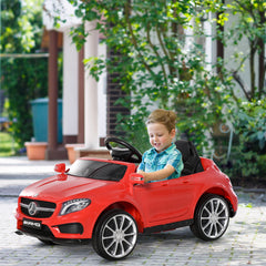 HOMCOM Compatible for 6V Kids Ride On Car Mercedes Benz GLA Licensed Toy toddler with Music Remote Control Rechargeable Headlight Two Speed Red