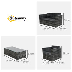 Kozy 4 Pieces Wicker Steel Rattan Sofa Set Garden Chair Seat Furniture Patio Grey