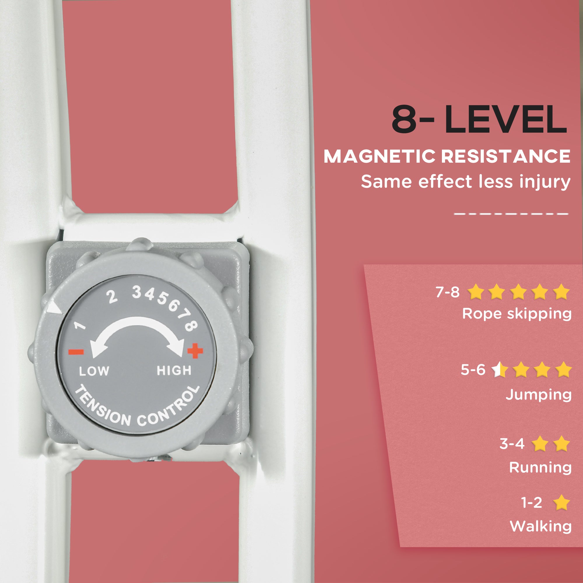 Kozy Folding Exercise Bike, with Adjustable Magnetic Resistance, Seat Height - White and Pink