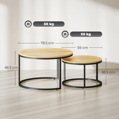 Kozy - Set of Two Wood-Effect Stacking Tables - Natural
