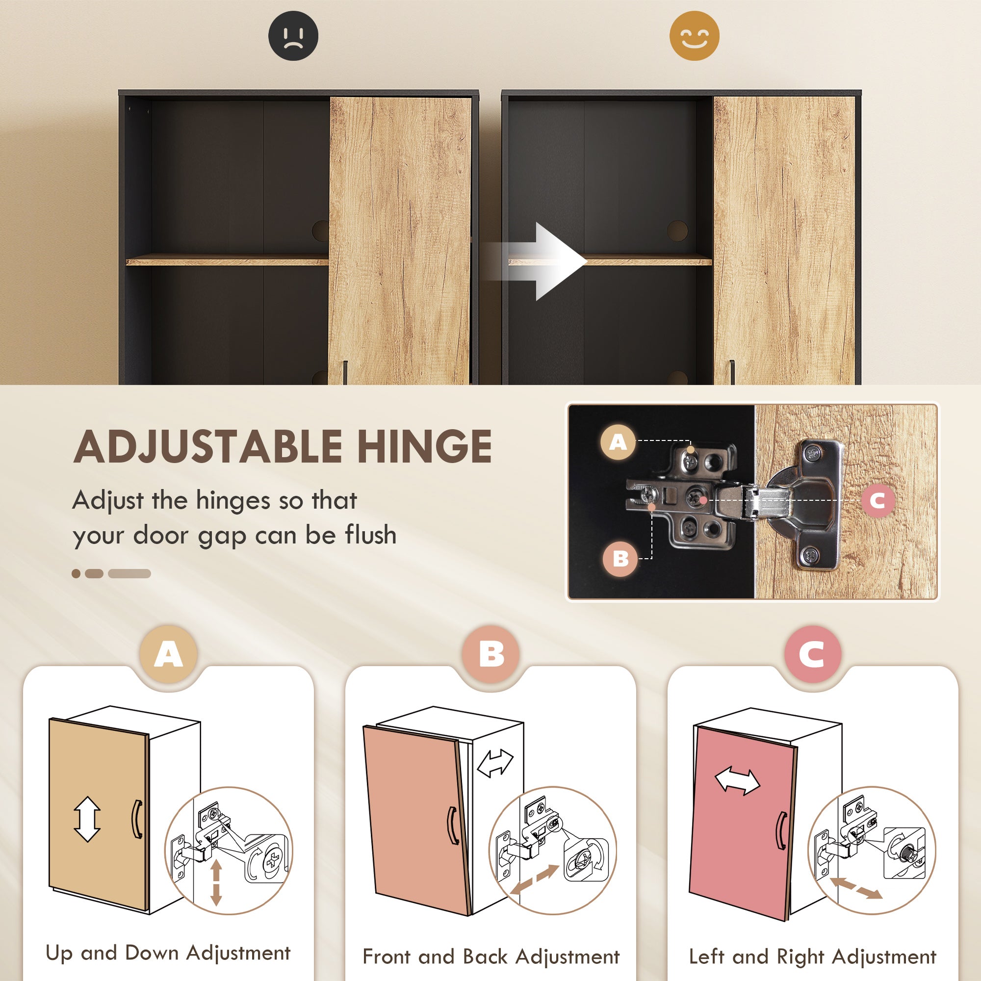 Kozy Tall Kitchen Cupboard, Freestanding Kitchen Pantry Cabinet with Adjustable Shelves, Drawers and Soft Close Door, 160cm