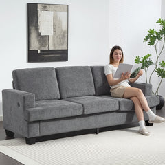 Kozy - 3 Seater Sofa with USB Ports & Cup Holders - Grey