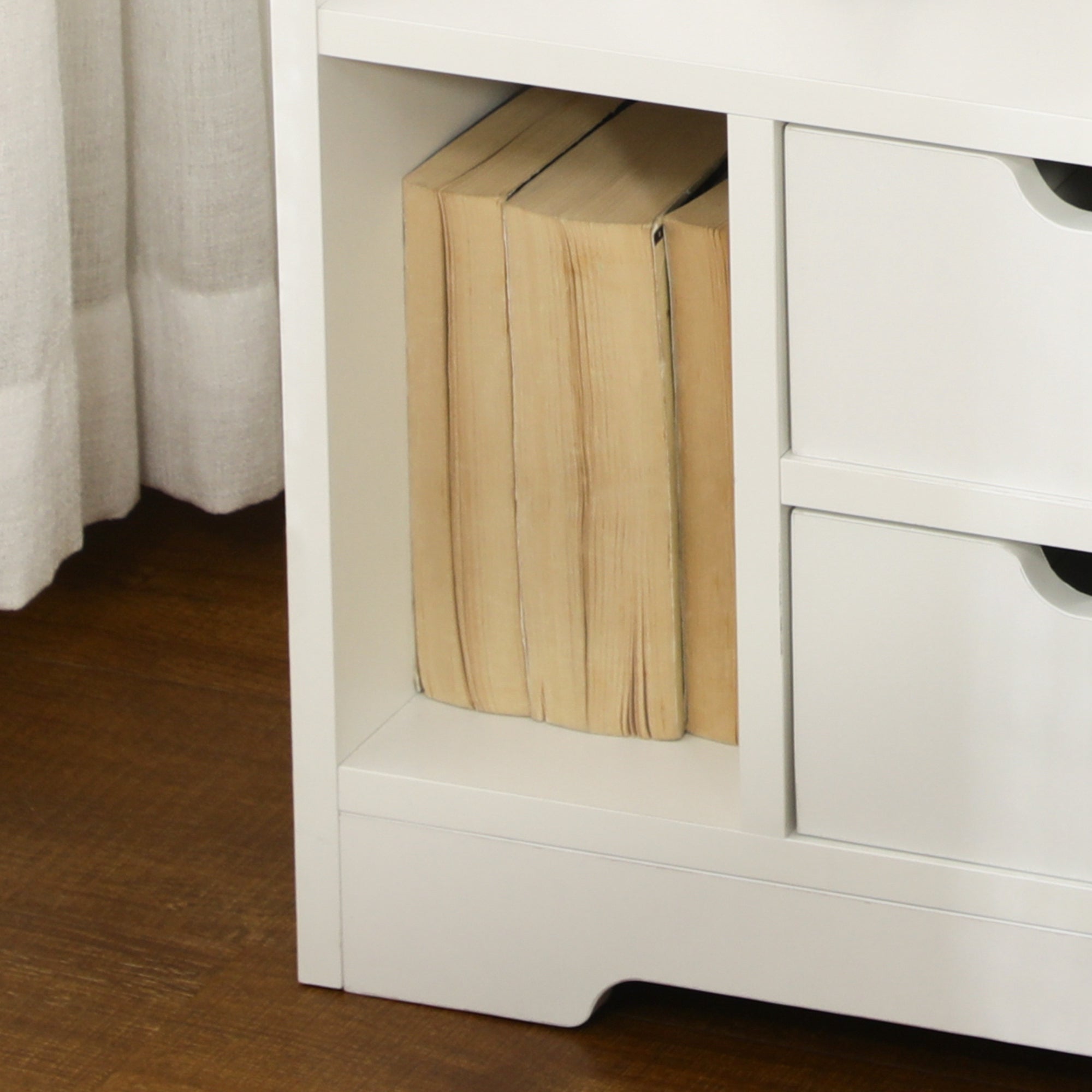 Kozy Bedside Table, Small Bedside Cabinet with 2 Drawers and Storage Shelves, Modern Nightstand for Bedroom, White