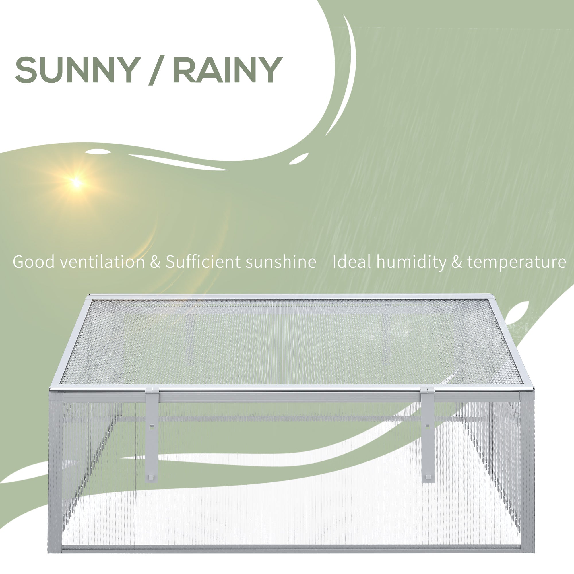 Outsunny Polycarbonate Greenhouse, Aluminium Frame, Grow House for Flowers Vegetables, 100 x 100 x 48 cm