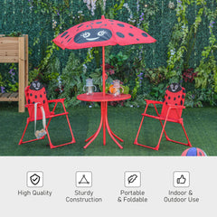 Kozy Kids Folding Picnic Table Chair Set w/ Parasol, Red