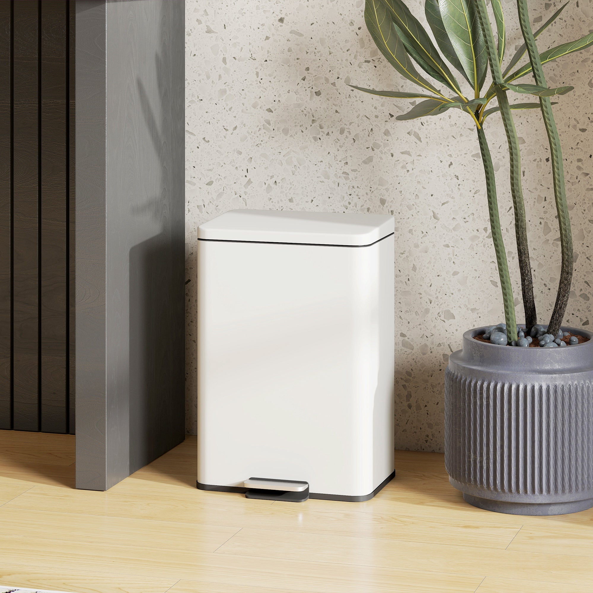 Kozy 20L Kitchen Bin with Soft-Close Lid and Stay-Open Function, Pedal Bin with Removable Inner Bucket for Kitchen, Office, Home, Cream